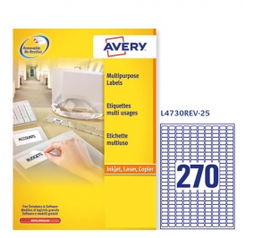 ETICHETTA AVERY LASER RIMOVIBILE MM.17X10 FF25
