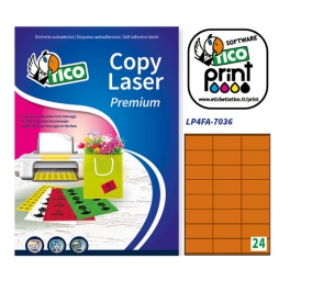 ETICHETTA TICO PRINT FLUO F.TO A4 MM.70X36 FF.70 ARANCIO Colore Arancione