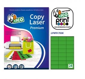 ETICHETTA TICO PRINT FLUO F.TO A4 MM.70X36 FF.70 VERDE Colore Verde