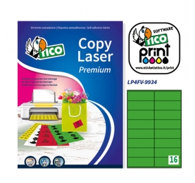 ETICHETTA TICO PRINT FLUO F.TO A4 MM.9X34 CF.70 VERDE Colore Verde