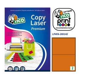 ETICHETTE TICO PRINT FLUO F.TO A4 MM.200X142 CF.70 ARANCIONE Colore Arancione