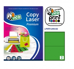 ETICHETTE TICO PRINT FLUO F.TO A4 MM.200X142 CF.70 VERDE Colore Verde