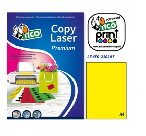 ETICHETTA TICO PRINT FLUO F.TO A4 MM.210X297 CF.70 GIALLO Colore Giallo
