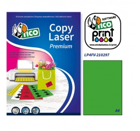 ETICHETTA TICO PRINT FLUO F.TO A4 MM.210X297 CF.70 VERDE Colore Verde
