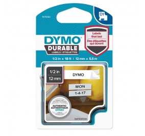 ETICHETTA DURABLE TIPO D1 DYMO MM12X5,5 NERO/BIANCO PERMANENTE Colore Nero/bianco permanente