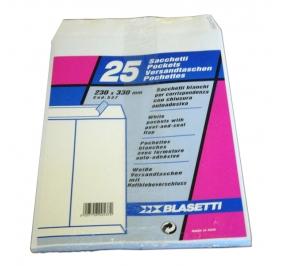 BUSTA BLASETTI SACCO KRAFT BIANCO AUTOADESIVO 23X33 STRIP CF.25