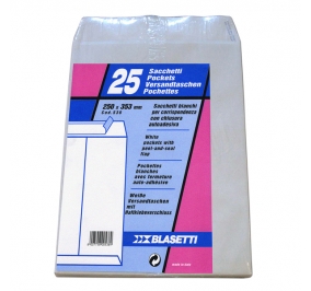 BUSTA BLASETTI SACCO KRAFT BIANCO AUTOADESIVO 25X35 STRIP CF.25