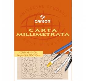 BLOCCO CANSON CARTA OPACA MILLIMETRATA F.TO A4 FF.10