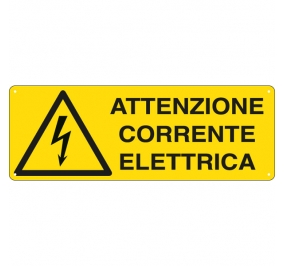 CARTELLO ALLUMINIO 35X12 ATTENZIONE CORRENTE ELETTRICA
