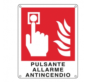 CARTELLO ALLUMINIO 25X31 PULSANTE ALLARME ANTINCENDIO