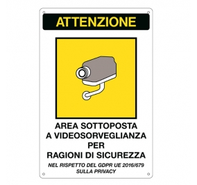 CARTELLO ALLUMINIO 20X30 AREA SOTTOPOSTA A VIDEOSORVEGLIANZA