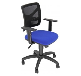 sedia operativa pentagon be colore seduta blu e rete nera misure cm 93/104hx62px48l
