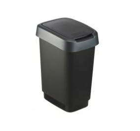 PATTUMIERA ROTHO C/COPERCHIO 10 LITRI 25X18X33 NERO/GRIGIO Colore Nero/Grigio
