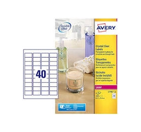 ETICHETTA AVERY LASER LUCIDA TRASPARENTE MM.47X25 FF25