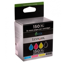 Lexmark Conf. 4 cartucce inkjet alta resa return program 150XL nero +colore 14N1919E