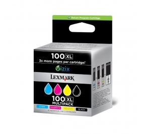 Lexmark Conf. 4 cartucce inkjet alta resa return program 100XL nero +colore 14N1921E