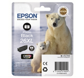 Epson Cartuccia inkjet alta capacit Orso polare Claria Premium 26XL/blister RS+AM+RF nero fotografico C13T26314020