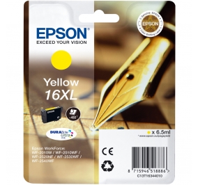 Epson Cartuccia inkjet alta capacit ink pigmentato Penna e Cruciverba DuraBrite Ultra 16XL/blister RS+AM+RF giallo C13T16344020