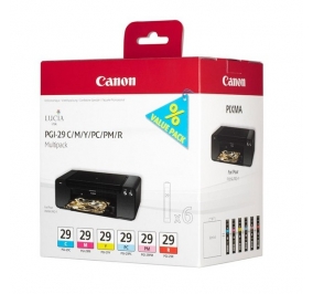 Canon Conf. 6 serbatoi inchiostro ink pigmentato ChromaLife 100 PGI-29 C/M/Y/PC/PM/R colore 4873B005