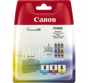 Canon Conf. 3 serbatoi inchiostro blister security Chromalife 100 CLI-8 C/M/Y ciano+magenta+giallo 0621B036