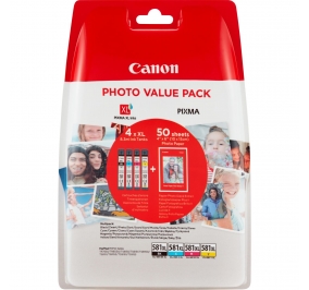 Canon Conf. 4 cartucce inkjet alta capacit + carta foto CLI-581XL n+c+m+g 2052C004