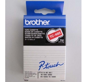 Brother Nastro TC495 bianco-rosso TC495