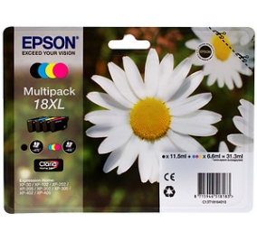 Epson Conf. 4 cartucce inkjet alta capacit Margherite Claria Home 18XL/blister RS+AM+RF n+c+m+g C13T18164020