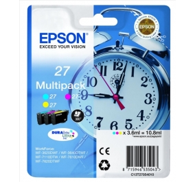 Epson Conf. 3 cartucce inkjet Sveglia DuraBrite Ultra Ink 27/blister RF+AM ciano+magenta+giallo C13T27054020