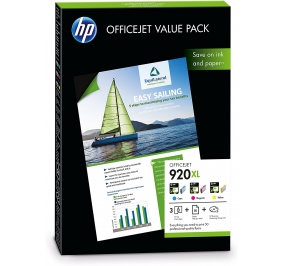 HP Value pack Cartuccia inkjet alta resa + carta foto 920XL ciano+magenta+giallo CH081AE