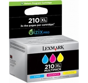 Lexmark Conf. 3 cartucce inkjet alta resa return program 210XL ciano+magenta+giallo 14L0269E