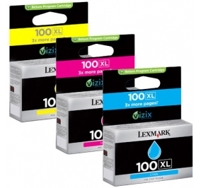 Lexmark Conf. 3 cartucce inkjet alta resa return program 100XL ciano+magenta+giallo 14N0850