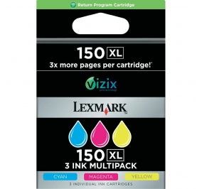 Lexmark Conf. 3 cartucce inkjet alta resa return program 150XL ciano+magenta+giallo 14N1807E