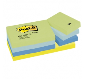 POST-IT� NOTES COLORATI BEACHSIDE 653-12-BEA MM 38X51 Colore Conf. assortita