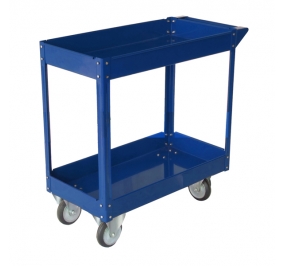 CARRELLO C/RUOTE IN ACCIAIO VERNICIATO BLU 2 RIPIANI 84X41CM H 82CM