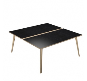 SCRIVANIA A 2 POSTAZIONI CONTRAP. 160X166CM ROVERE/NERO VENATO WOODY