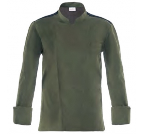 GIACCA CHEF RAUL 65% POLIESTERE 35% COTONE PESO 200 G/M�. TG.S VERDE MILITARE Colore Verde militare