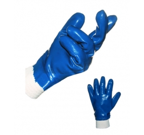 GUANTI BLUGRADE 4 INTERAMENTE IMPREGNATO IN NITRILE CON INTERNO IN COTONE, POLSINO A MAGLIA ELASTICA.TG.9