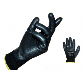 GUANTI POLITRIL AIR 3/4 N MAGLIA DI POLIAMMIDE NERO CON PALMO E DITA RIVESTITI IN NITRILE FOAM TG.8