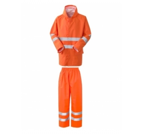 COMPLETO GIACCA E PANTALONE BREMA ALTA VISIBILIT� IN TESSUTO POLIESTERE/PVC.  270 G/M2, TG.M ARANCIO Colore Arancio