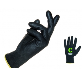 GUANTI VERTIGO BLACK PU� C&G 5 IN MAGLIA IN SPECTRA� NERA E FIBRA COMPOSITA, PALMO E PUNTA DELLE DITA RIVESTITI IN POLIURETA