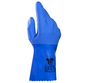 GUANTI TELSOL 351 IN PVC BLU, SUPERFICIE ESTERNA GRANITIFORME ANTISDRUCCIOLO, TG.9