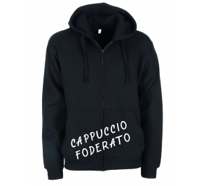 FELPA CAPPUCCIO E ZIP COTONE 65% E POLIESTERE 35%, PERSO 290 GR.TG.XXL NERO Colore Nero