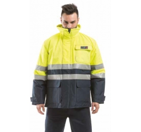 GIACCONE IMBOTTITO LINEA ALTA VISIBILIT� 99% POLIESTERE + MEMBRANA PU,  100% COTONE.TG.XL GIALLO Colore Giallo