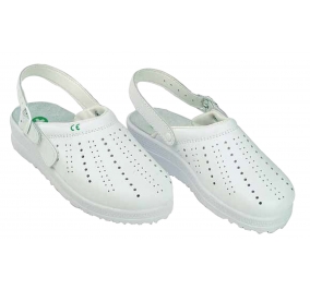 ZOCCOLI UOMO CON LACCETTO IN PELLE E STRUTTURA ANATOMICA TG.41 Colore Bianco