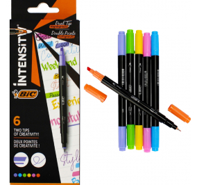 EVIDENZIATORE BIC DUAL TIP CON FINELINER CF.6 COLORI ASSORTITI