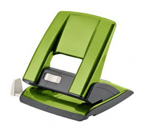 PERFORATORE IN LINEA Perforatore a 2 fori in metallo con guida regolabile ed inserti in abs. Di robusta costruzione, consente di