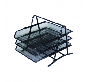 VASCHETTA METALLO RETE SET 3 NERO CM35X29,5X27 Colore Nero
