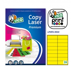 ETICHETTE AUTOADESIVE FLUORESCENTI TICO COPY LASER Colore Giallo Formato mm 99,1x34,1