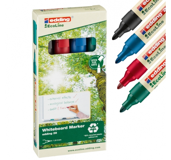 MARCATORE PER LAVAGNE BIANCHE 28 ECOLINE Colore 4 Colori Assortiti N.R-B-V