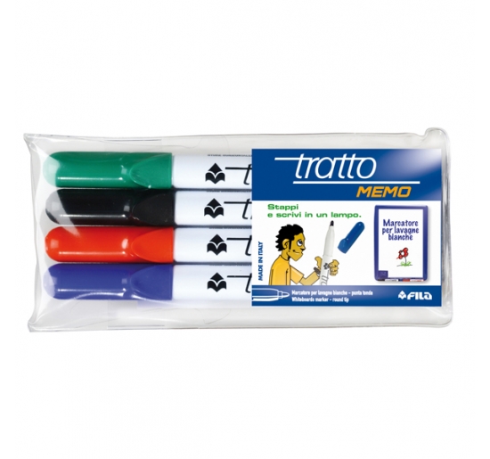 MARCATORE PER LAVAGNE CANCELLABILE TRATTO MEMO Colore 4 colori assortiti